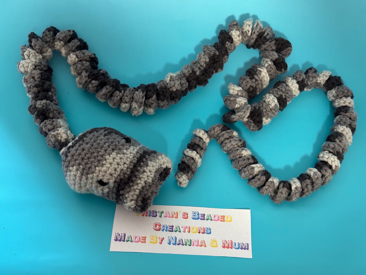 Large Crocheted Snake Made by Mum and Nanna