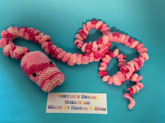 Large Crocheted Snake Made by Mum and Nanna